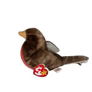 Ty Brown and Red Bird Plush Toy Ty Beanie Baby "Early" the Robin